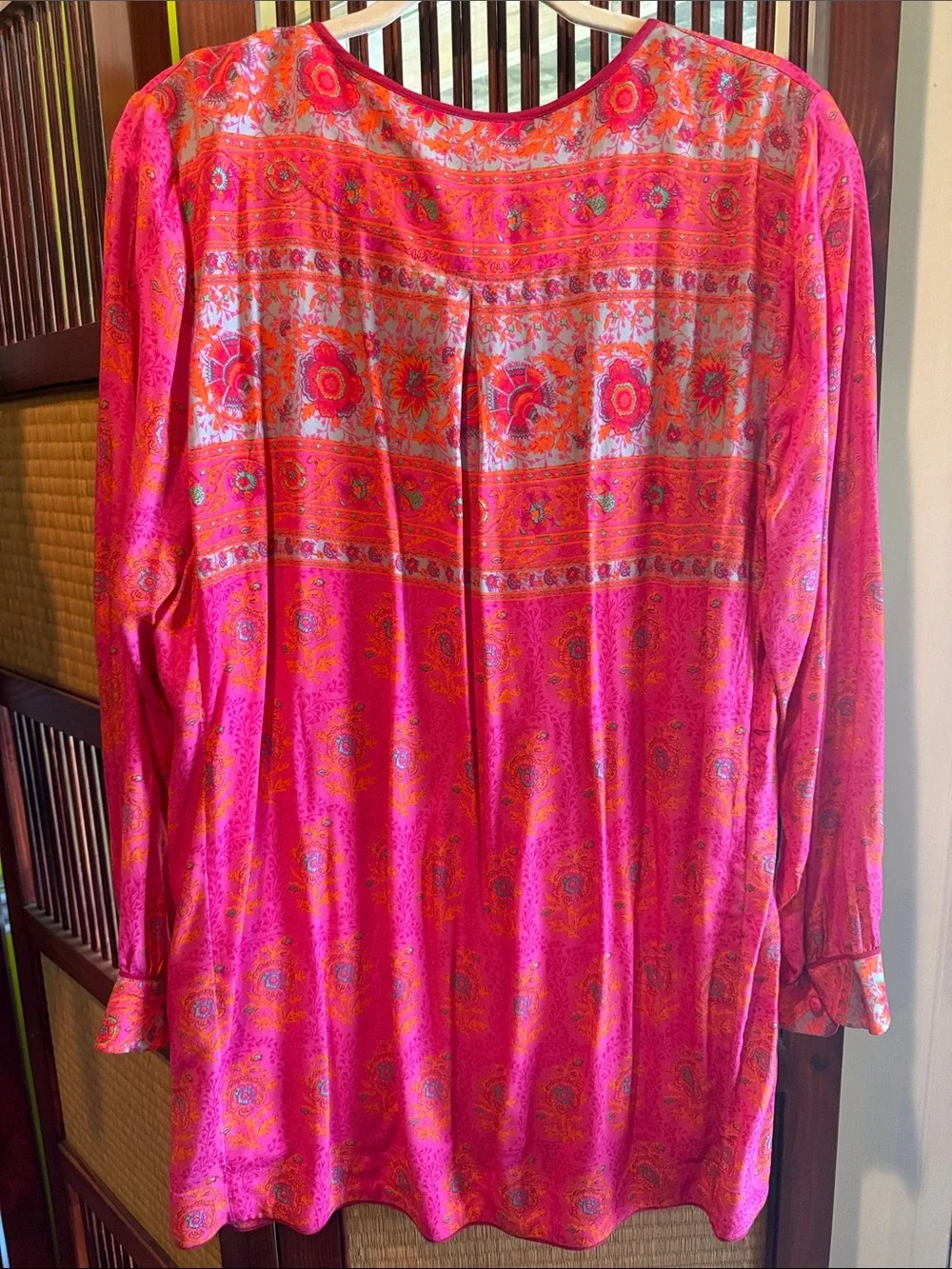 Soft Surroundings Hot Pink & Orange Embroidered Boho Tunic